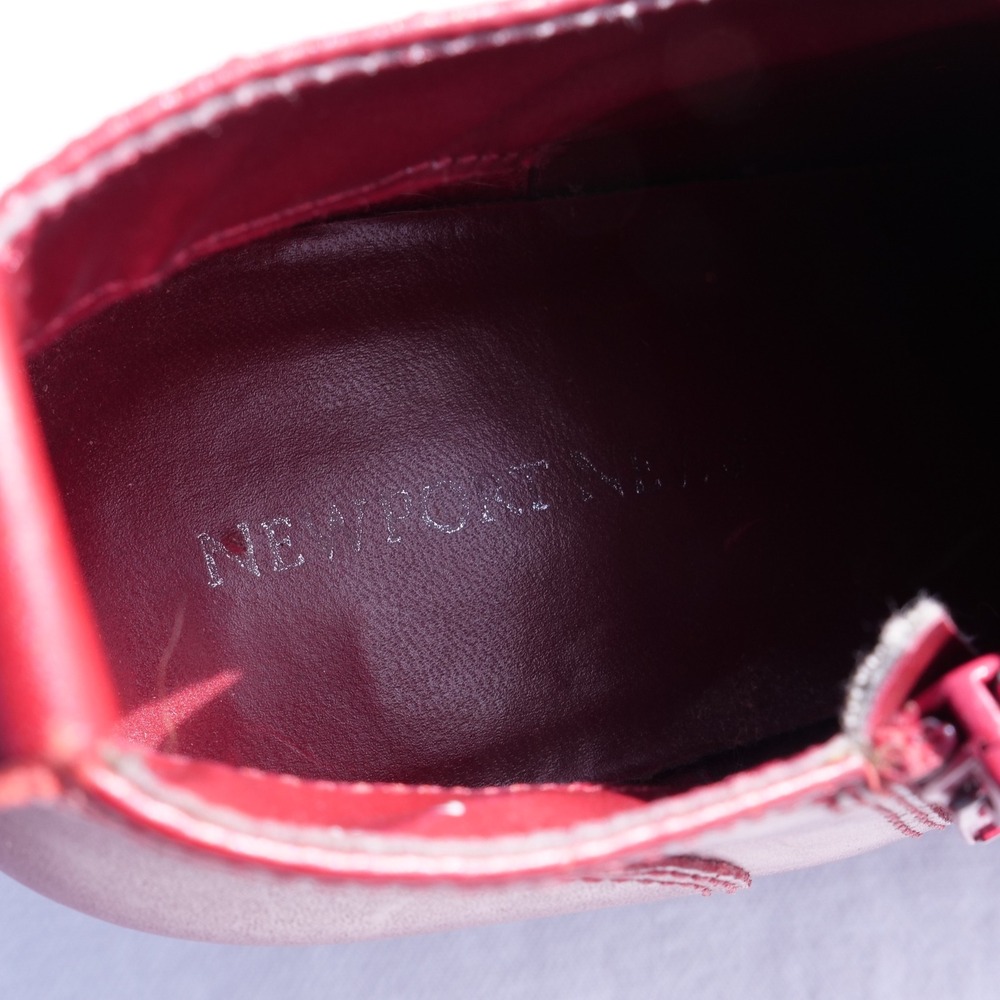 90s Newport News red leather square toed booties - Picture 3 of 8
